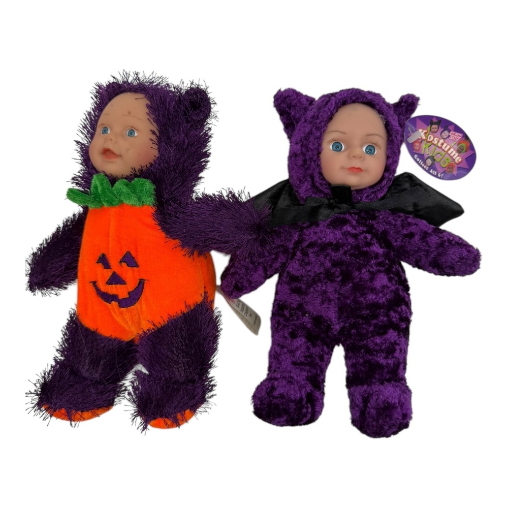 2PCS LOT Sugar Loaf Kids Jack o' Lantern & Purple Bat Kostume Baby Plush Toys